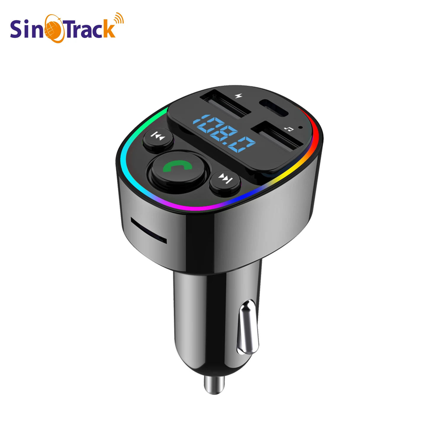 

FM Transmitter Bluetooth 5.0 Car Adapter Fast Car Charger Music Audio Player Hands-Free Calling Dual USB Type-C Port 7Colors LED