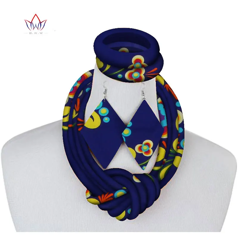 Ожерелье и серьги из ткани Анкары 3 шт