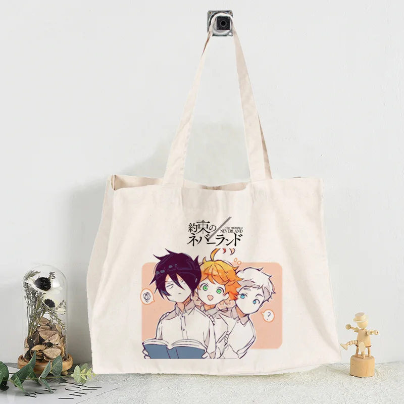

Yakusoku No Promised Neverland, сумка для супермаркета Эмма Норман Рэй, Женская/мужская сумка с принтом для ежедневного использования, вместительные сумки