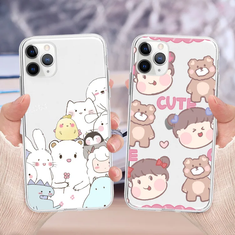 

New iphone11PROMAX mobile phone case cute XR cartoon Apple XSMAX transparent 8PLUS soft shell suitable for