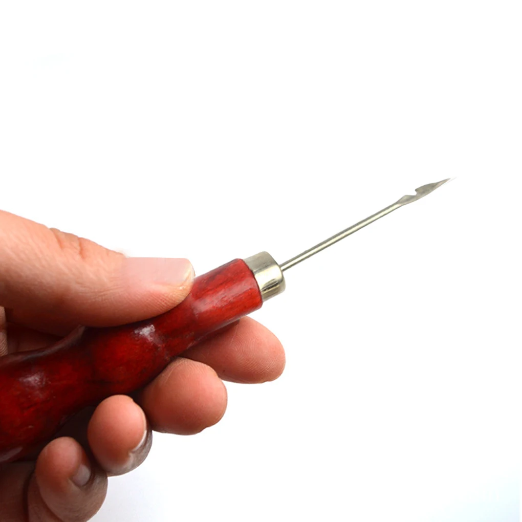 

Gourd-shaped Wooden Handle Hooked Straight Awl Home Manual Shoes Making Drill Sole Fixing Tools