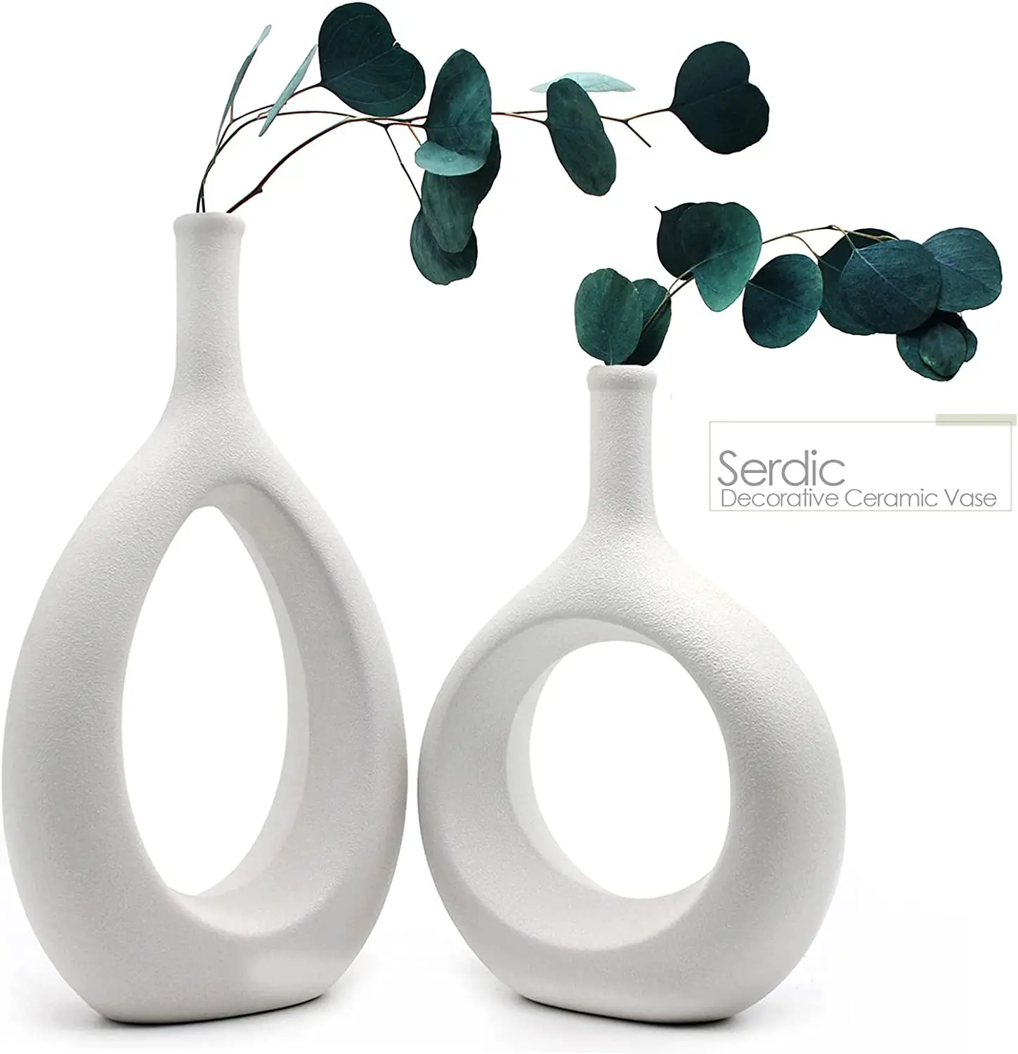 

Ceramic Hollow Vases Set of 2 Flower Vase for Decor Modern Decorative Vase Centerpiece for Wedding Dinner Table Party Livingroom