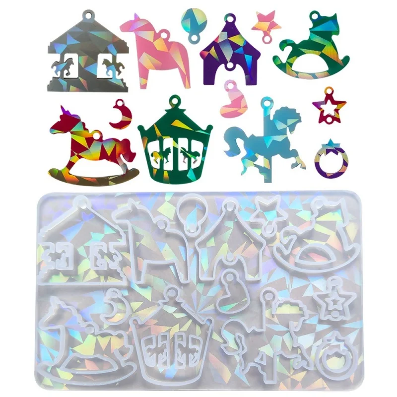 Голографические лазерные серьги сделай сам в виде единорога карусели