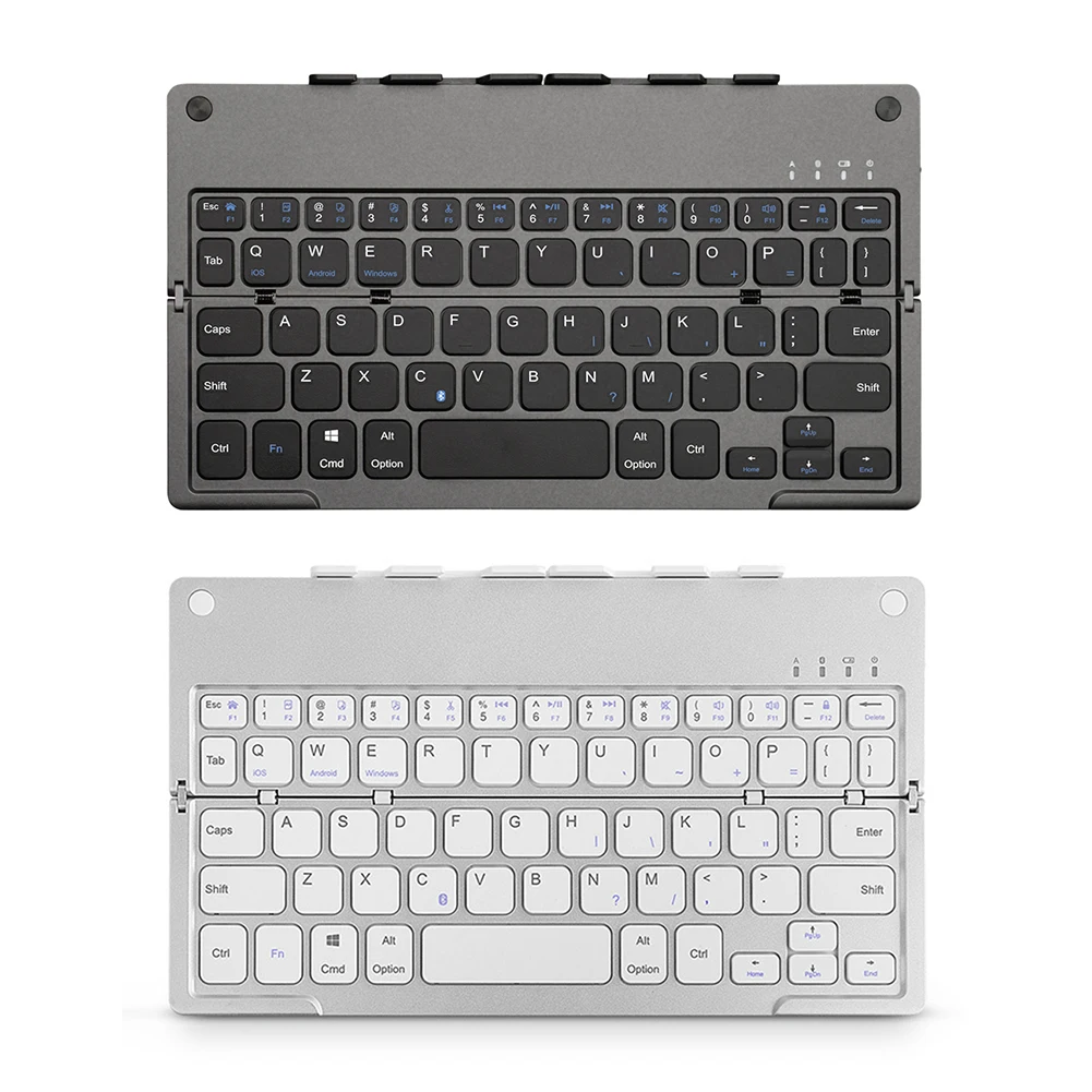 

Portable Wireless Keyboard 3.7V Mini Folding Keyboard with Rotatable Support Bluetooth-compatible for Phone Laptop Tablet