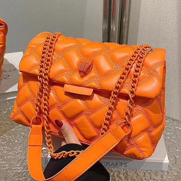 

Fashionable PU Material Design Single Shoulder Bag Embroidered with Diamond Grid Chain Diagonal Cross Underarm Women's Bag