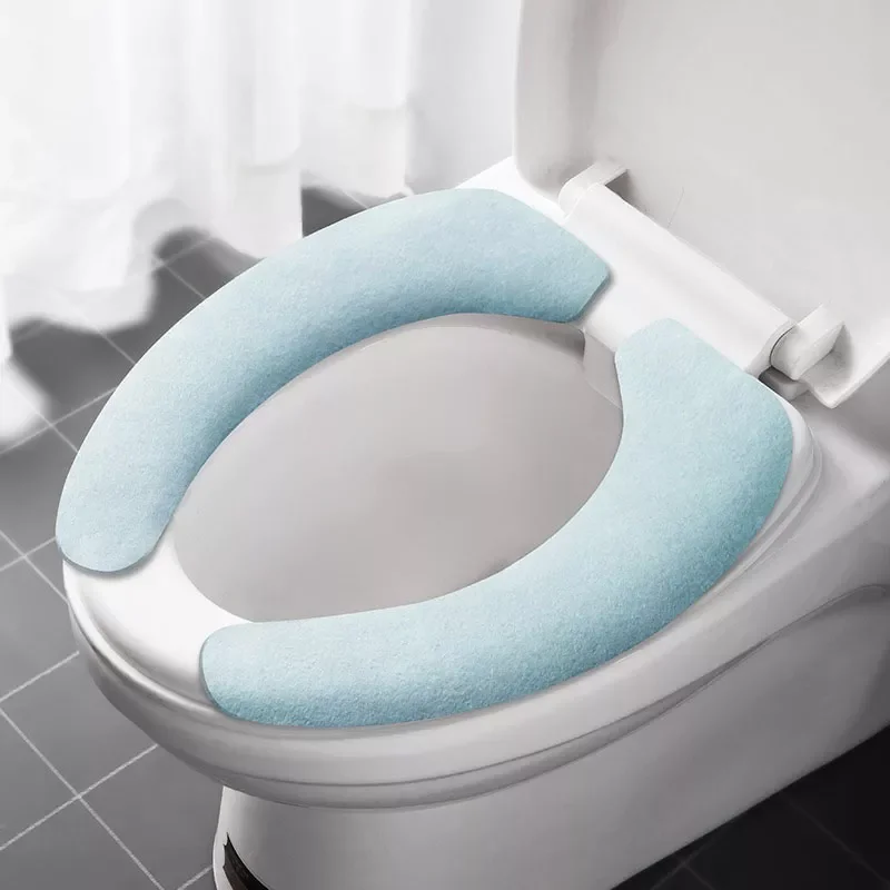 

Toilet Seat Cover Soft WC Paste Toilet Sticky Seat Pad Washable Bathroom Warmer Seat Lid Cover Pad Cushion Solid Color