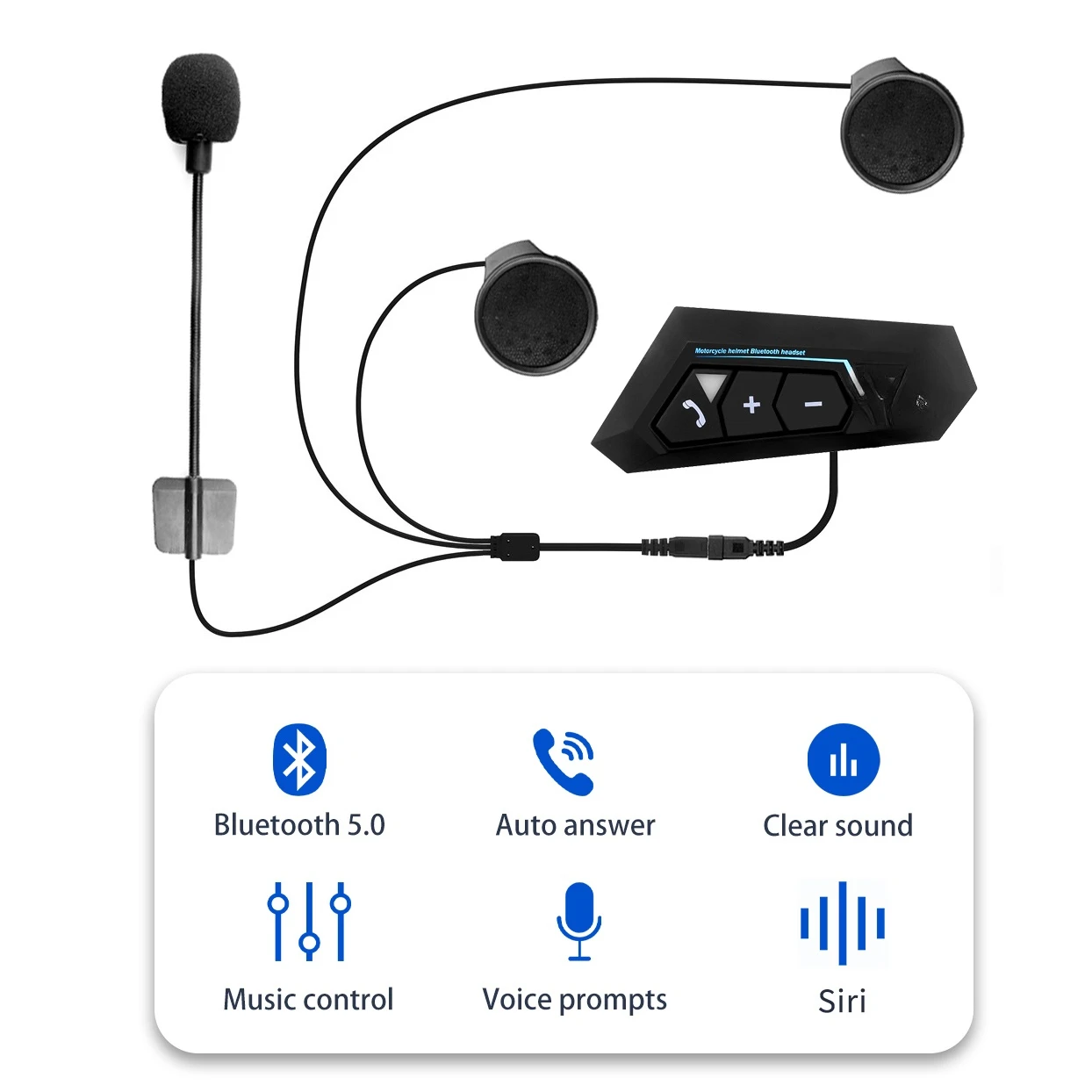 

Bluetooth 5.0 Helmet Headphone Bluetooth Wireless Motorcycle Headset Intercom Bike Motor Earphone Noise Reduction Microphone
