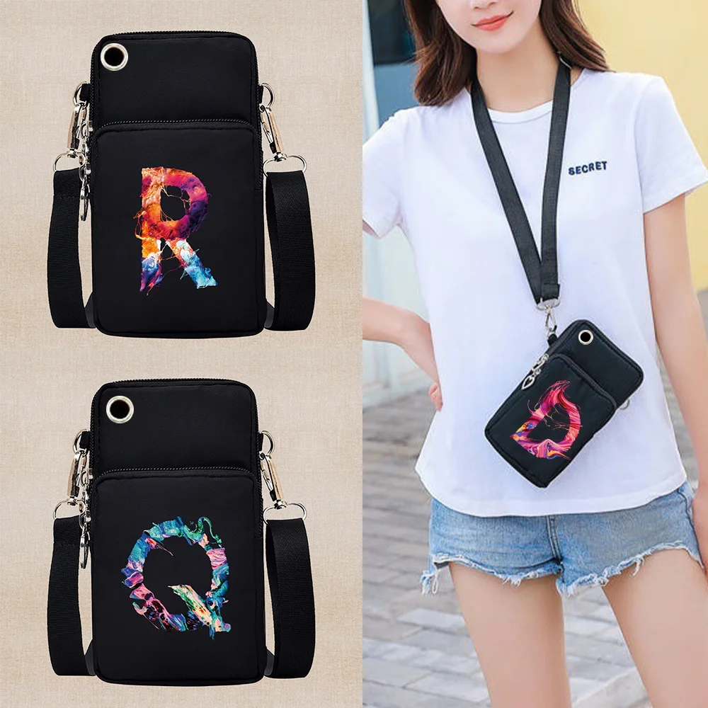 

Ladies Shoulder Bag Messenger Mobile Phone Small Bag Wallet 26 Letter Printing Multi-function Bags Sports Wrist Bags