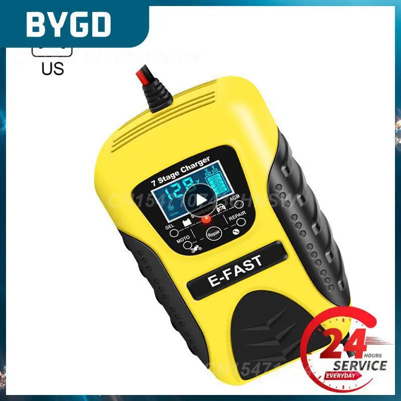 

Full Automatic Car Battery Charger 520g Digital Display Wet Dry Lead Acid Repair Chargers 100-240v Multifunctional 6-120ah