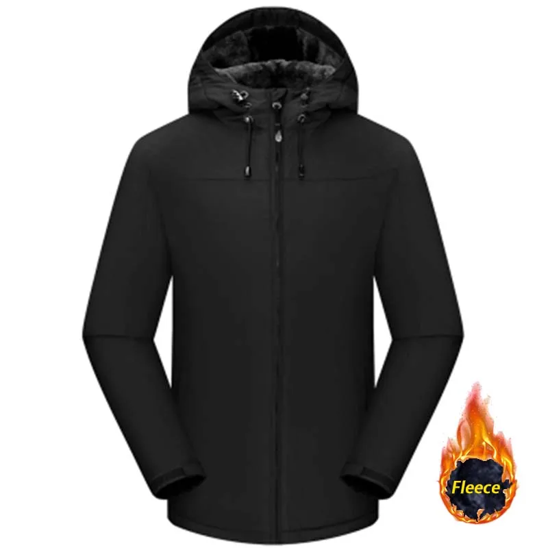 Men's Thick Fleece Winter Warm Hooded Jacket Parka Men Fashion Casual Brand Parka Coat Men Outdoor Ski Camping Parka Outwear Men