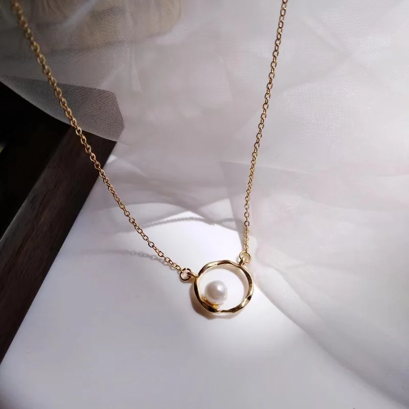 

Fashion Geometric Circle Clavicle Necklace For Women Girls Charm Pearl Choker Necklace Female Aesthetic Gold Neck Chain Jewelry