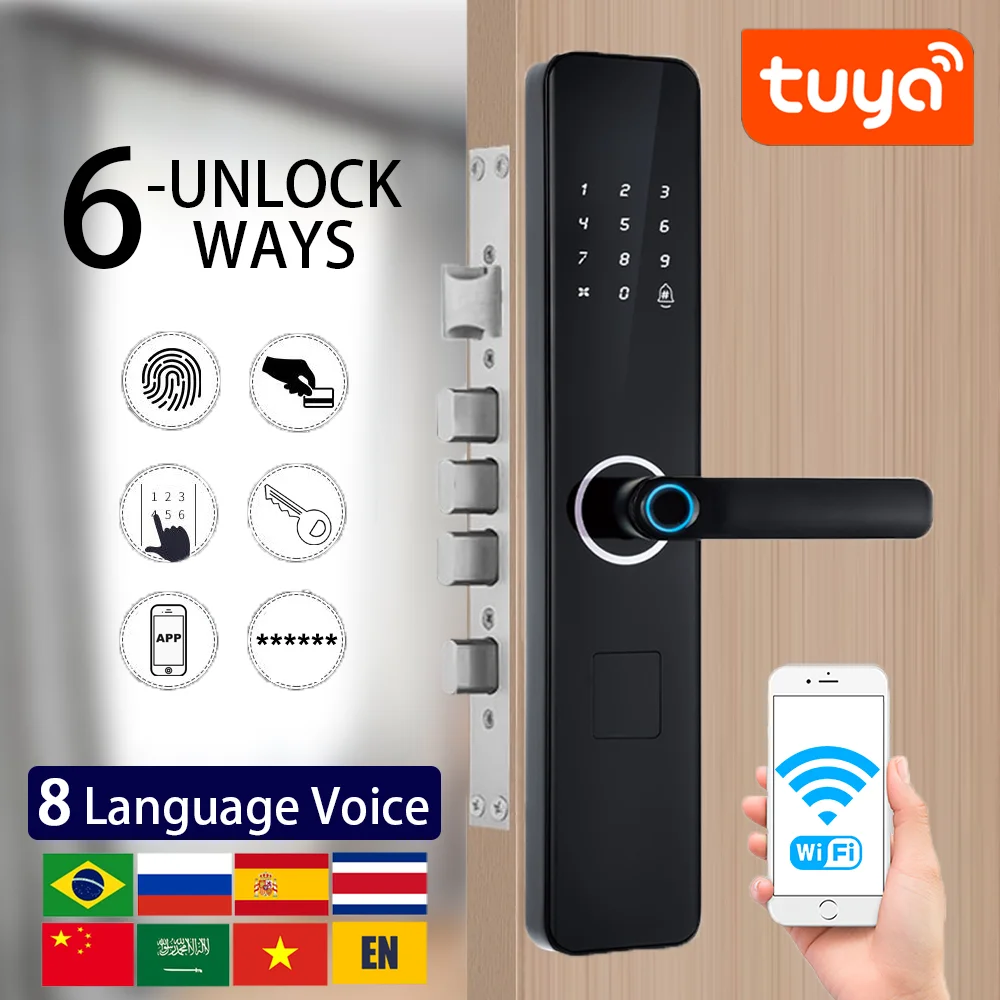 

Цифровой электронный смарт-замок Tuya с Wi-Fi и биометрической камерой