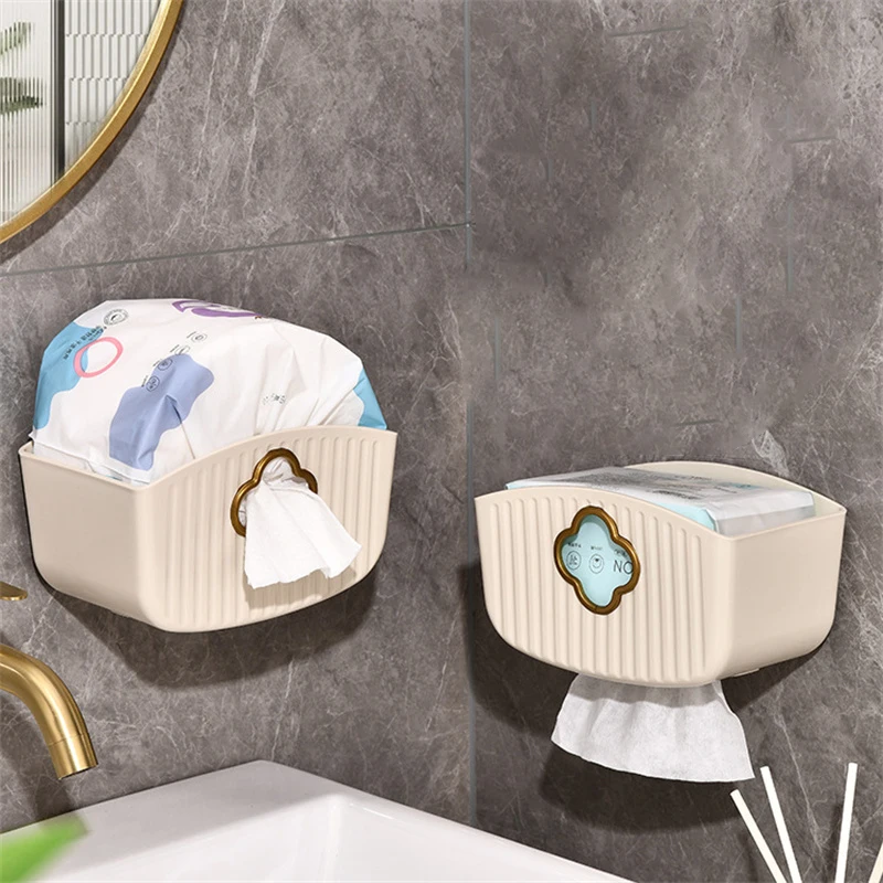 

Waterproof Paper Box Modern Actual Durable No Drilling Required Save Space Drill-free Facial Tissue Organizer Storage Box Trend