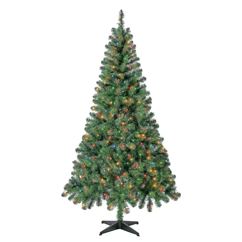

6,5 футов предварительно зажженная Рождественская елка Мэдисон сосна, многоцветные лампы накаливания, по праздничному времени (зеленый/черный) на выбор
