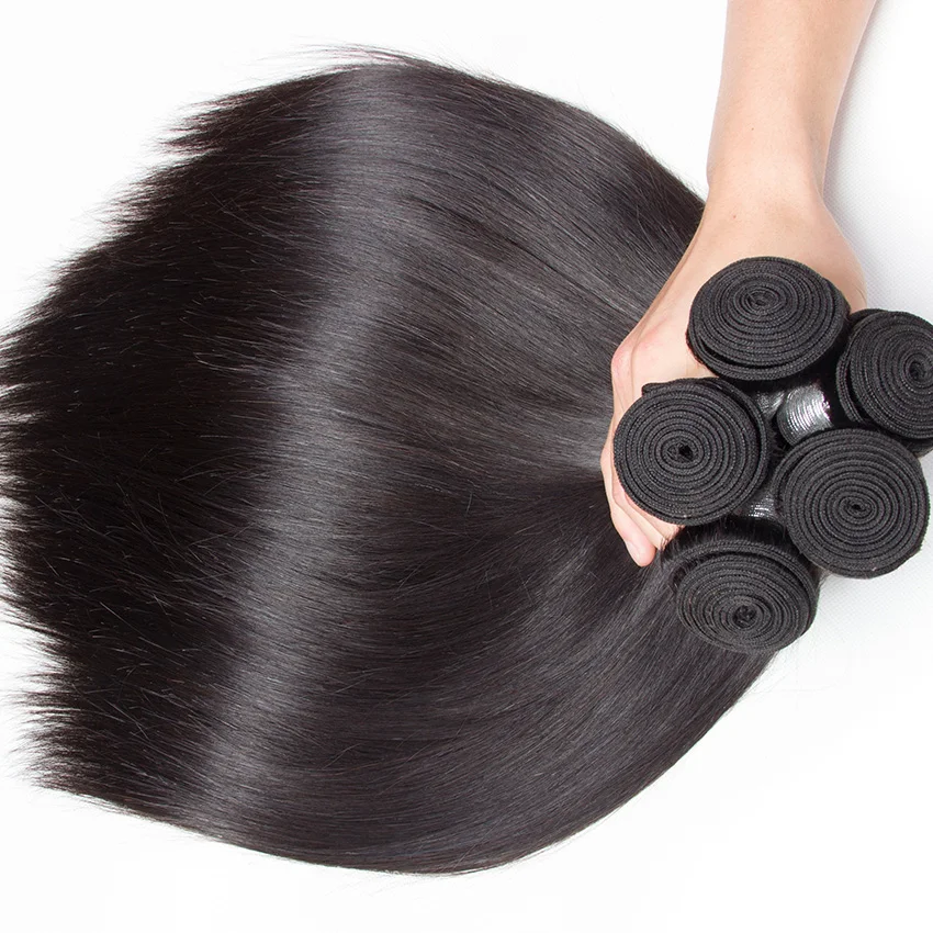 Модерн Шоу Перуанские волосы в рулонах прямые человеческие волосы Реми-расширения естественный черный 1/3/4 шт. 30 32 дюйма.