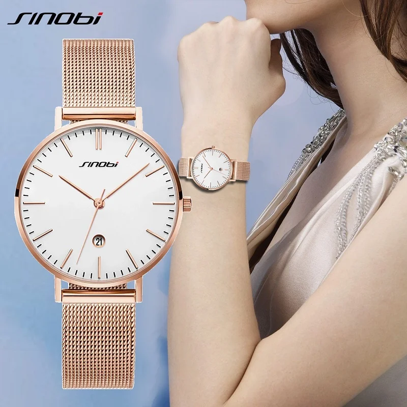 

SINOBI Fashion Women's Diamond Wrist Watches Gold Watchband Top Luxury Brand Girl Crystal Quartz Clock Lady Watch zegarek damski