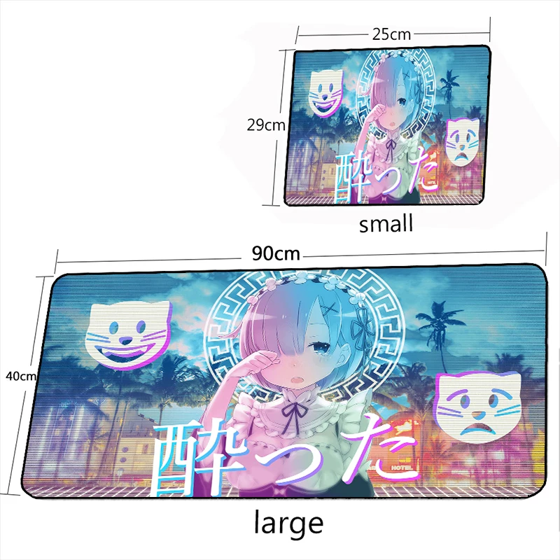 hot sale cute anime girl rem mouse pad 40x90cm neon large mousepads gaming accessoroes laptop gamer waterproof keyboard deskmat free global shipping