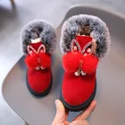 Детские ботинки для девочек, детские зимние ботинки для малышей, зимняя теплая плюшевая обувь, размер 21-30 # от фото, РозоваяЧернаяКрасная обувь для девочек