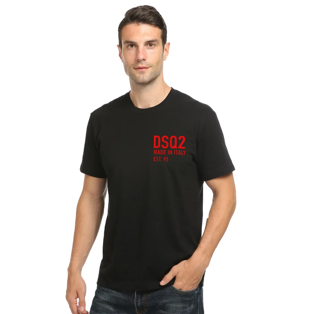 

dsq summer style dsq2 logo 100% cotton men's and women's black T-shirt various colors casual O-neck T-shirt men's short sleeve