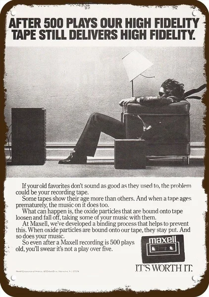 1982 Maxell винтажная копия внешнего вида металлическая знака знаковая 80-х человек