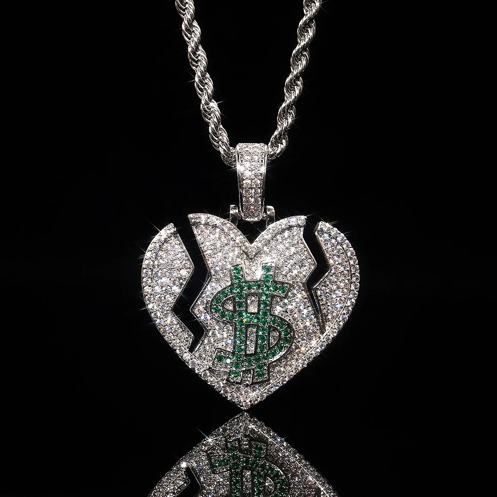 Huitan длинное ожерелье с подвеской в форме сердца для женщин/мужчин зеленым знаком