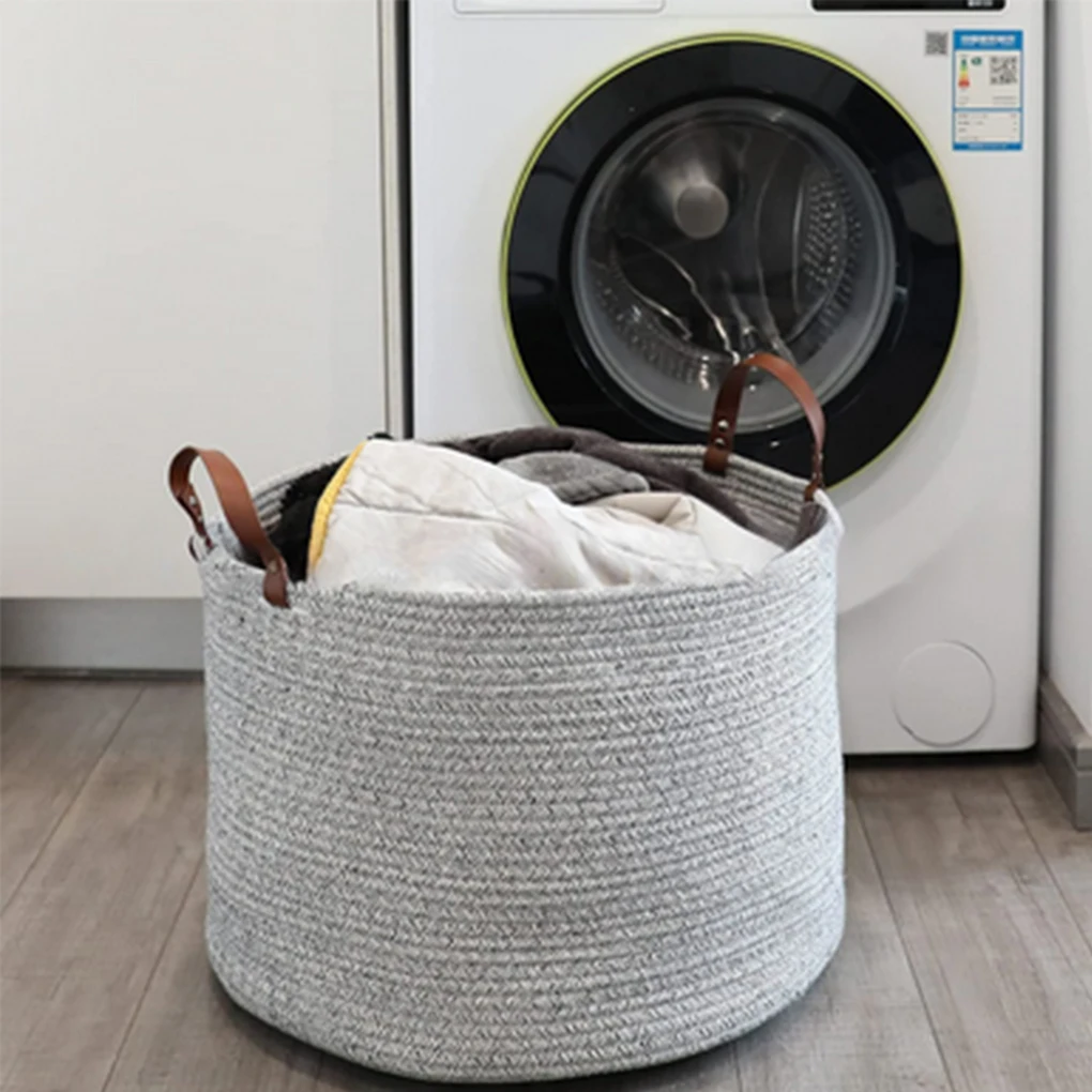 

Clothes Storage Basket Cotton Rope Woven Laundry Hamper Room CContainer Household Gadgets Comforters Bedding Sundries