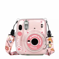 suitable for instax mini 11 photo bag transparent storage case crystal case strap sticker three piece set 6 color available