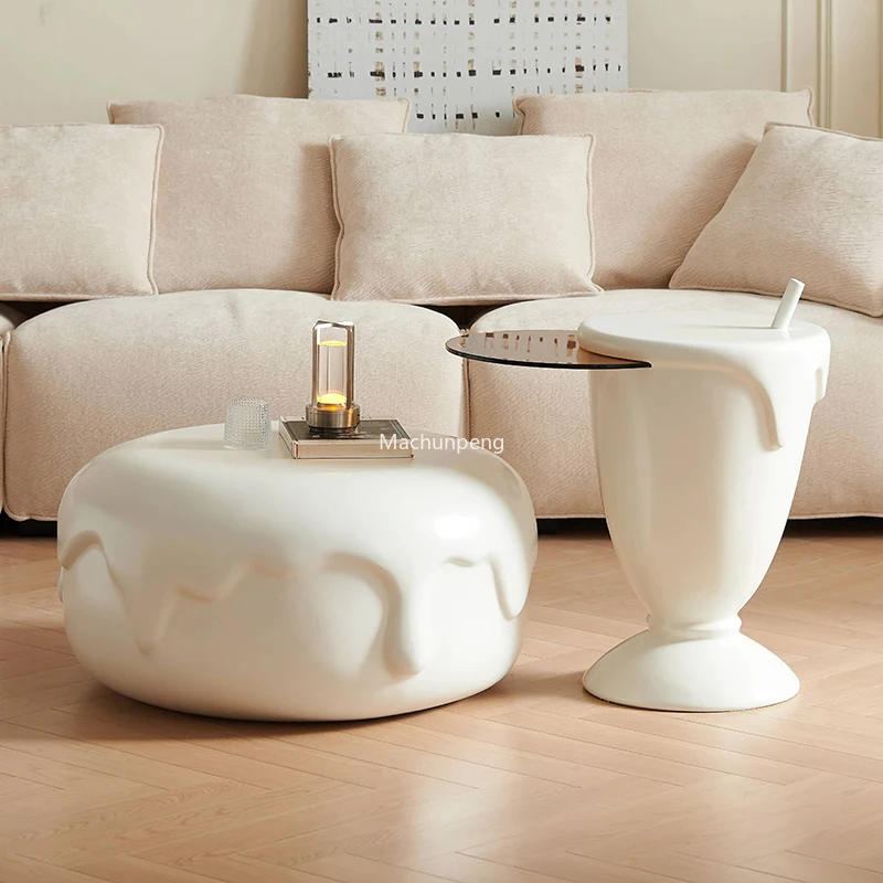

Designer Nordic Coffee Tables Modern Luxury Unique Cute Side Table Kawaii Round Hospitality Table Basse Living Room Furniture