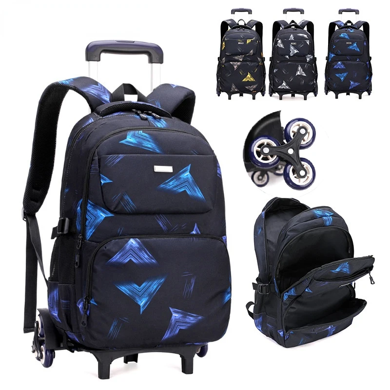 "Школьный рюкзак для детей, водонепроницаемый съемный ранец на колесиках, на колесиках, школьная сумка, чемодан на колесиках"