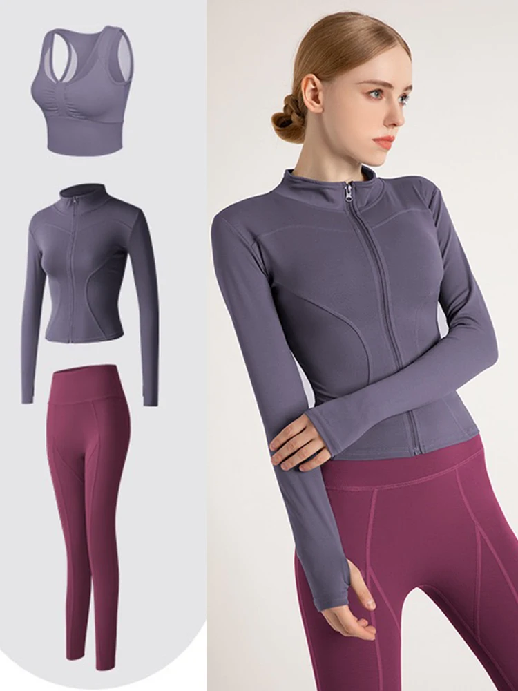 Seamless Women Yoga Sets Female Sport Gym Suits Wear Running Clothes Women Fitness Sport Gym Set Women Long Sleeve Yoga Clothing