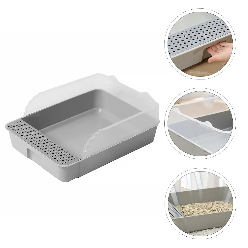 

Litter Cat Box Toilet Potty Pan Kitten Tray Semi Closedbunny Detachable Trainer Enclosed Rabbit Portable Bedpanboxes Non