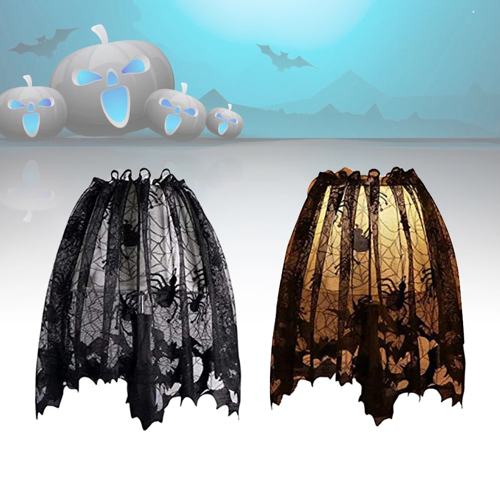 

Lamp Cover Shade Lampshade Spider Topper Lace Decor Scarf Web Supplies Black Covers Fireplace Lampshades Light Curtains Blanket