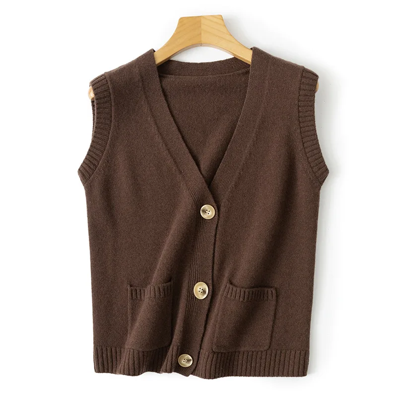 Осенне-зимний плотный Повседневный Кардиган masigoch из 100% мериносовой шерсти жилет