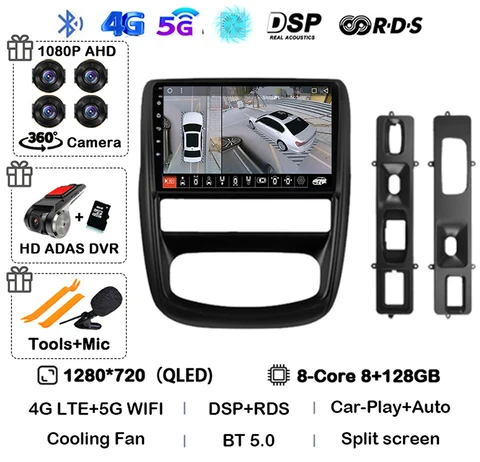 Автомагнитола на Android 14 для Renault Duster 1, 2010, 2011, 2012, 2013, 2014, 2015, мультимедийный видеоплеер с GPS, камерой 360, 4G
