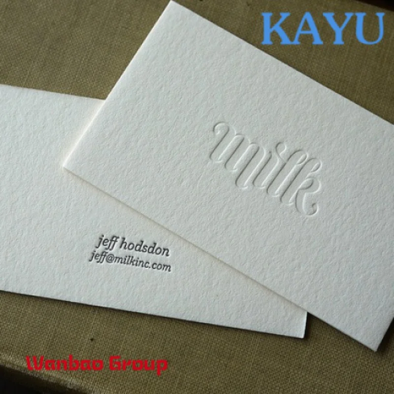 

Beige milk white letterpress customize company business card social media card