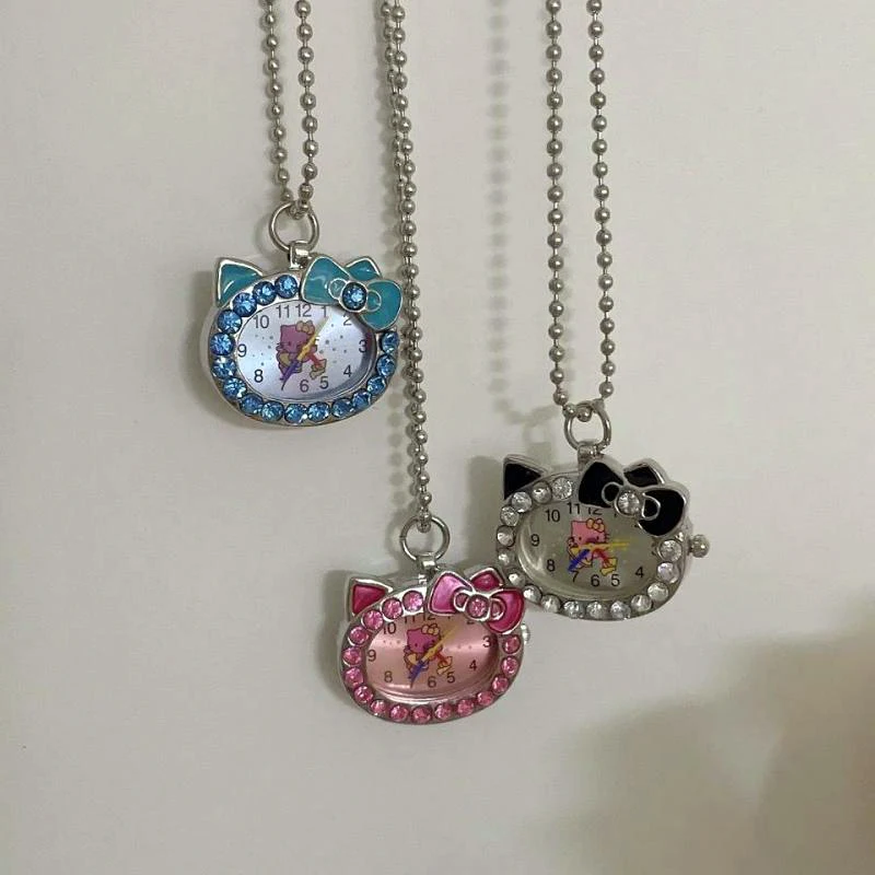 

Аниме ожерелье карманные часы Kawaii Sanrio креативные Hellokittys Y2K аксессуары ювелирные изделия мультфильм милый сладкий подарок на день рождения