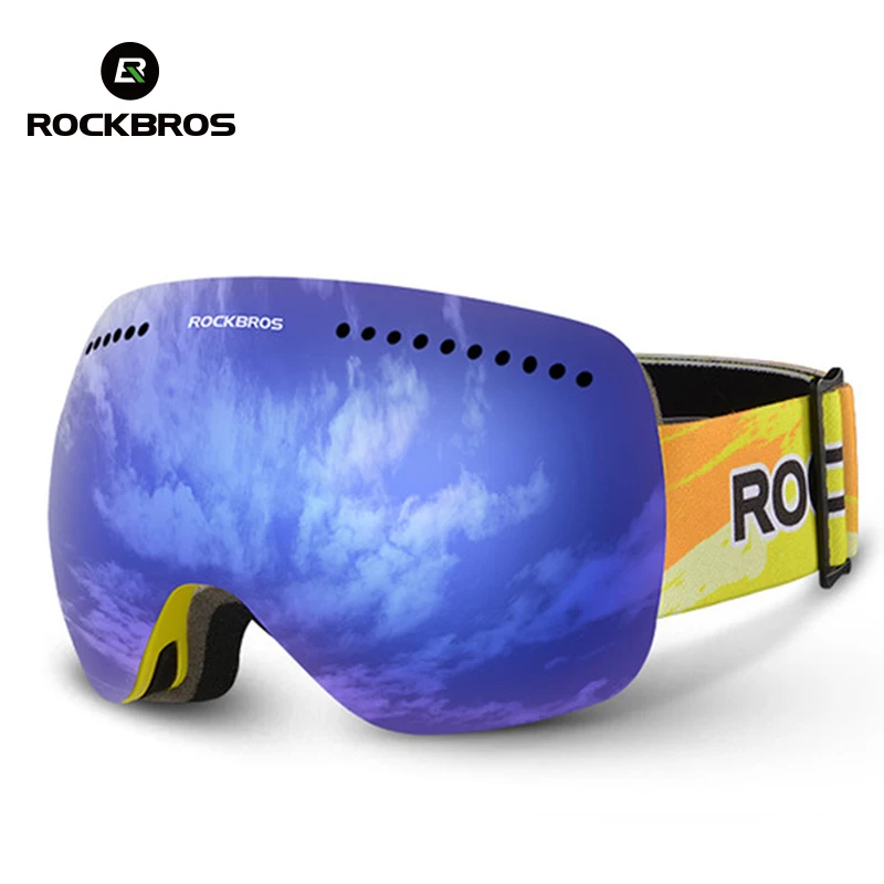 

ROCKBROS official Ski Magnetic Winter Anti-Fog With Ski Mask Adult Double Layers UV400 Snowboard Goggles Protection