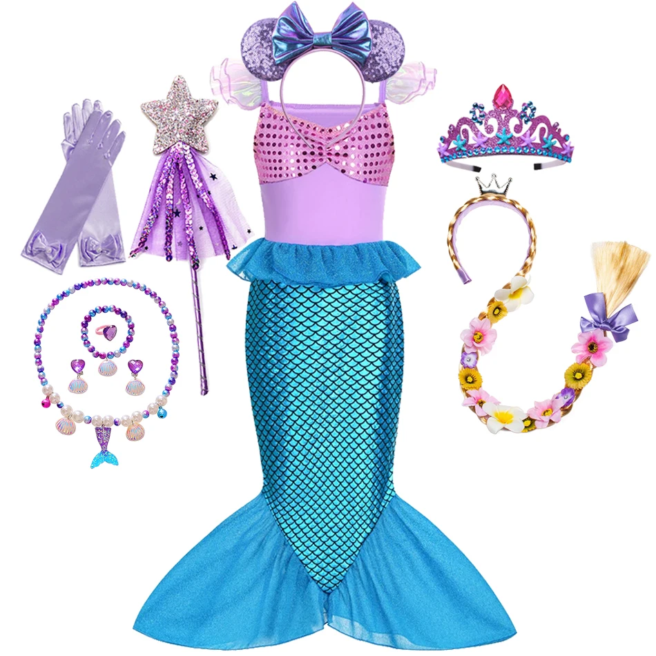 Платье Принцессы Ариэль Для Девочек — Костюм Русалки Детское Праздничное До