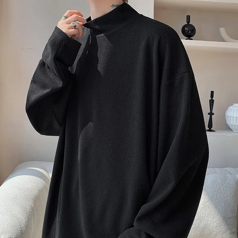 Осенняя футболка с длинным рукавом мужская негабаритная повседневная