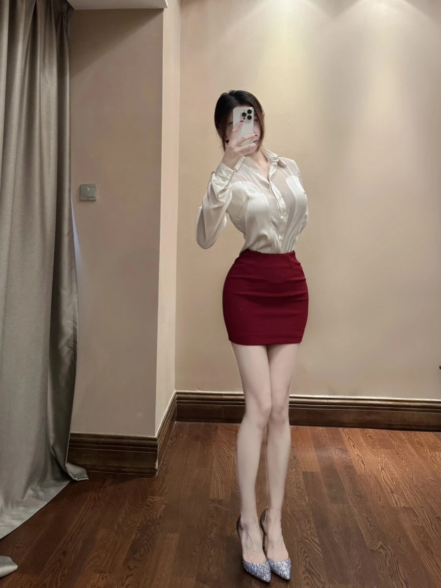 Sirui Young Sister Slightly Transparent Shirts Fashion Temperament Female Royal Ol Long sleeve Matte White Shirt