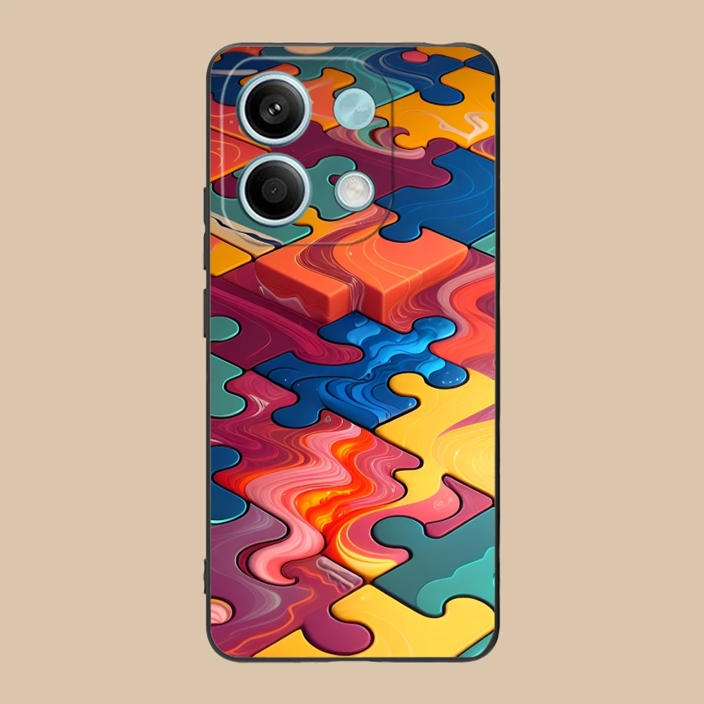 Puzzle Pretty Fashion Mobile Cell Phone Case for Xiaomi POCO M6 M5 M4 M3 X6 X5 X4 X3 F6 F5 F4 F3 F2 C40 Pro GT 5G Black Cover