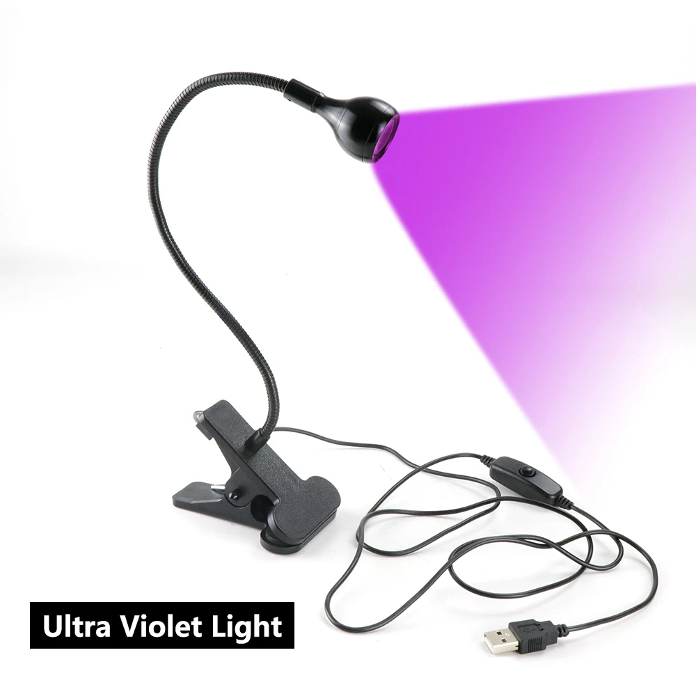 Led Ultraviolet Lights USB Led Desk Light Clip-On Mini UV Gel Curing Light Nail Dryer for Diy Nail Art For Cash Medical Detector