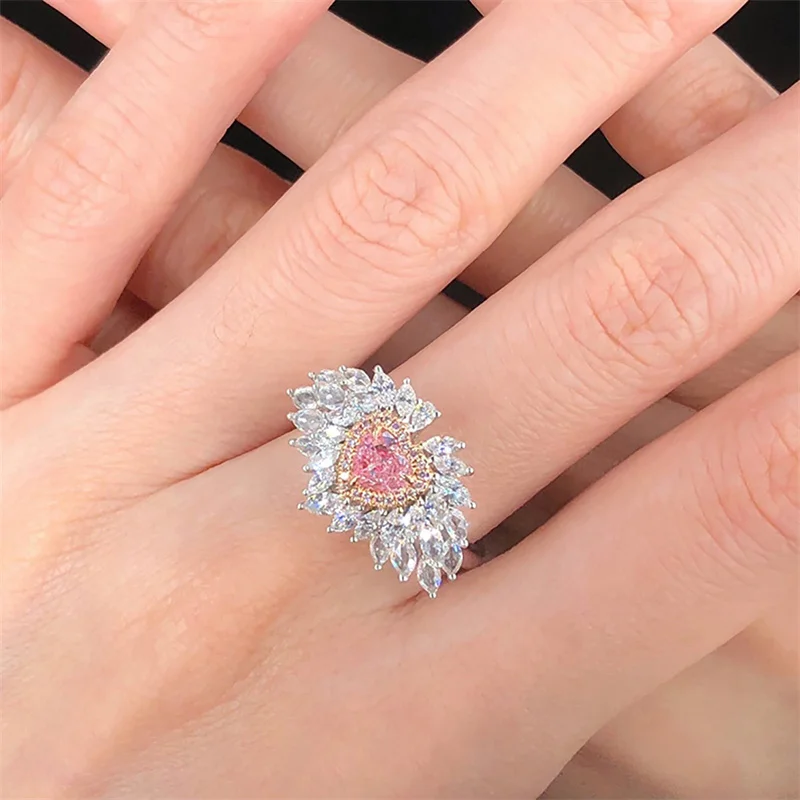 

Luxury Shiny Love Opening Ring Love Wing Hand Jewelry Heart Shaped Cutting Jewelry Heart Shaped Design Jewelry Wholesale