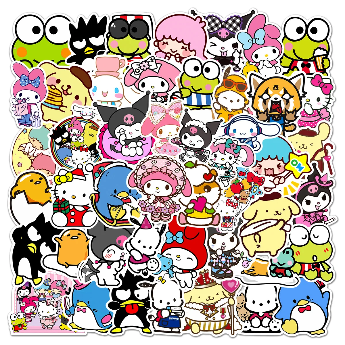 

50pcs Sanrio Hello Kitty Cute Cartoon Graffiti Stickers Notebook Water Cup Suitcase Mobile Phone Case Guitar Waterproof Stickers