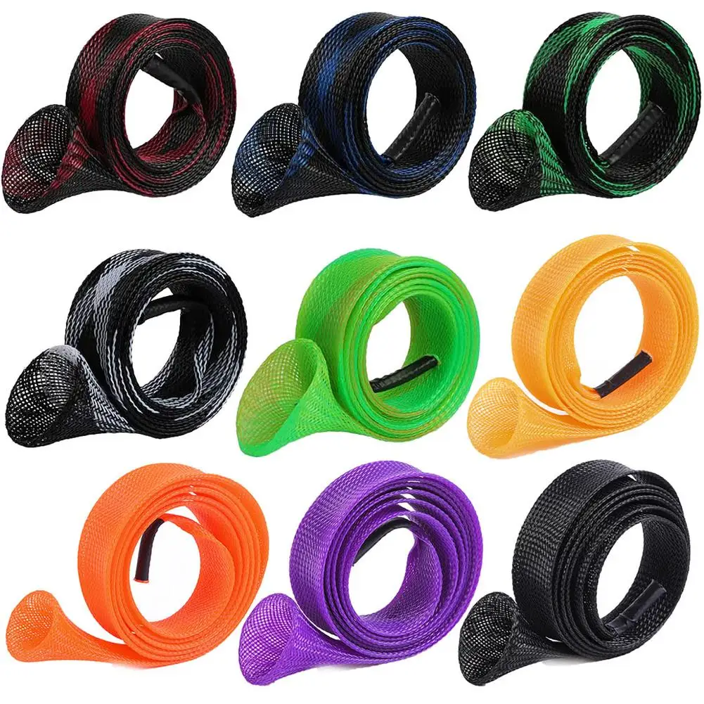 

10Pcs Elastic Braided Mesh Fishing Spinning Rod Protective Cover Net Pole Gloves Durable Fishing Casting Rod Sleeve With Lanyard