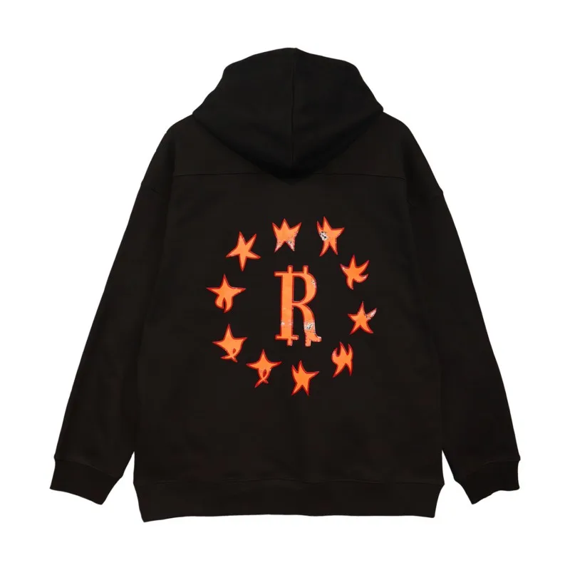 2022 RHUDE Hoodie Jumping Star Logo Print High Quality Cotton Terry Loose Hoodie For Men And Women