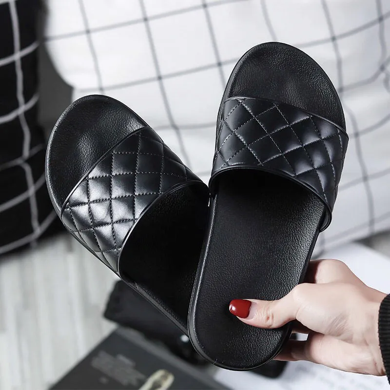 

Women Men Home Slippers Floor Flat Shoes Summer Slides Open Toe Flat Casual Shoes Non-slip Indoor Bathroom Shoes