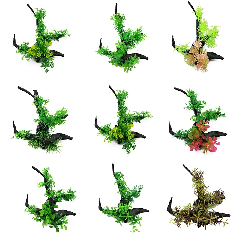 

New Artificial Aquatic Plant Shelter House Simulation Micro Landscape Miniature Aquarium Decor Plastic Water Plant Fish Tank