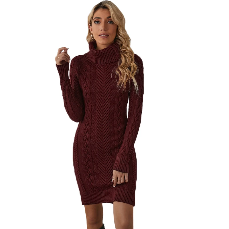 

Женское трикотажное платье-свитер с длинным рукавом