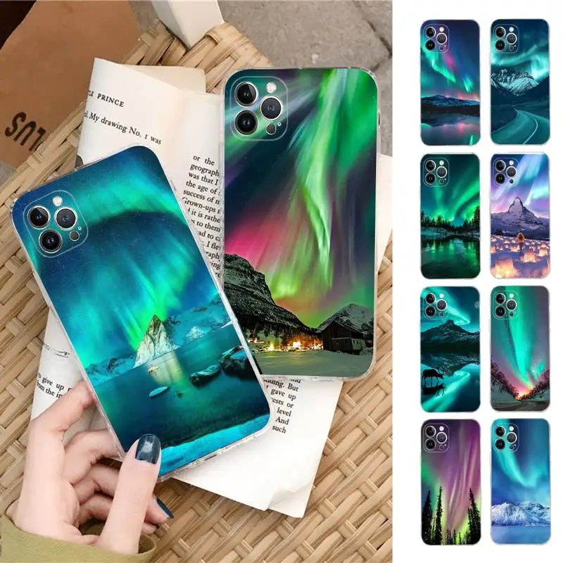 

Northern Lights Sky Phone Case Silicone Soft for iphone 14 13 12 11 Pro Mini XS MAX 8 7 6 Plus X XS XR Cover
